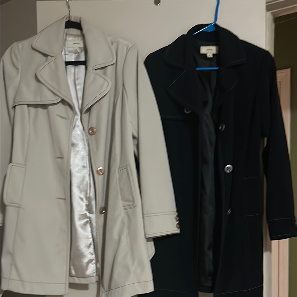 Elegant Women's Black and Cream Coats